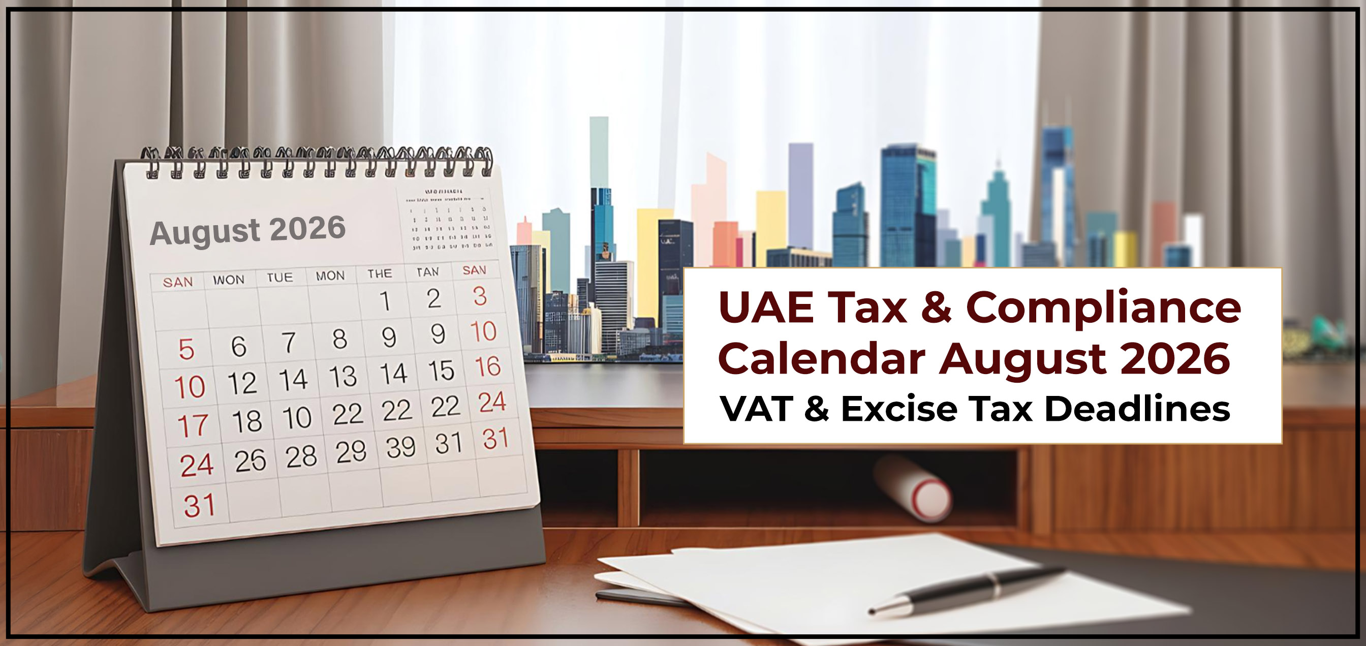 UAE Tax & Compliance Calendar – August  2026: VAT & Excise Tax Deadlines